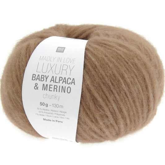rico baby alpaka ir merino chunky siulai svelni ruda spalva, prabangus alpakos siulai mezgimui
