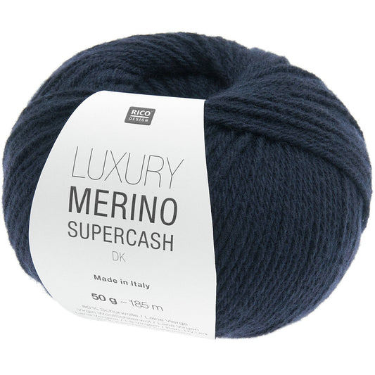 rico luxury merino supercash dk tamsiai melynos spalvos merino ir kasmyro siulai, megztiniams ir šalikams