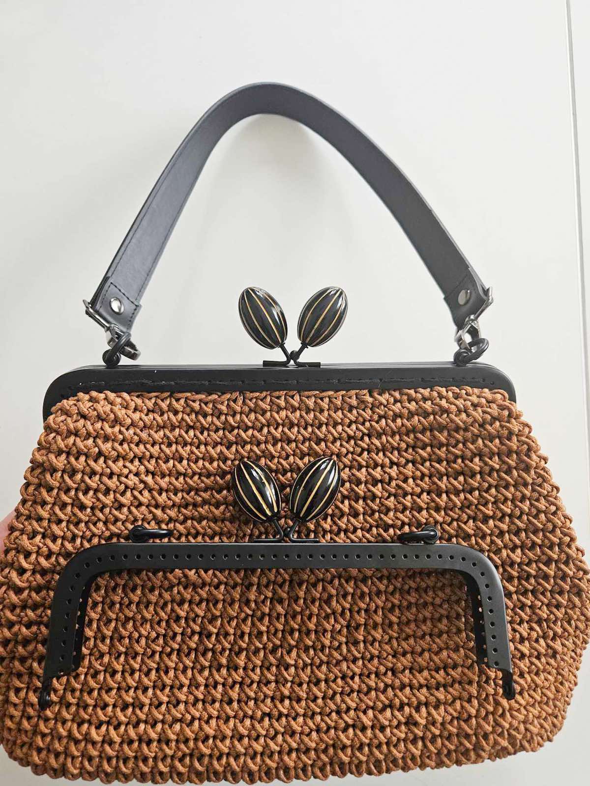 Black metal sewn-on handbag frame | 2 sizes