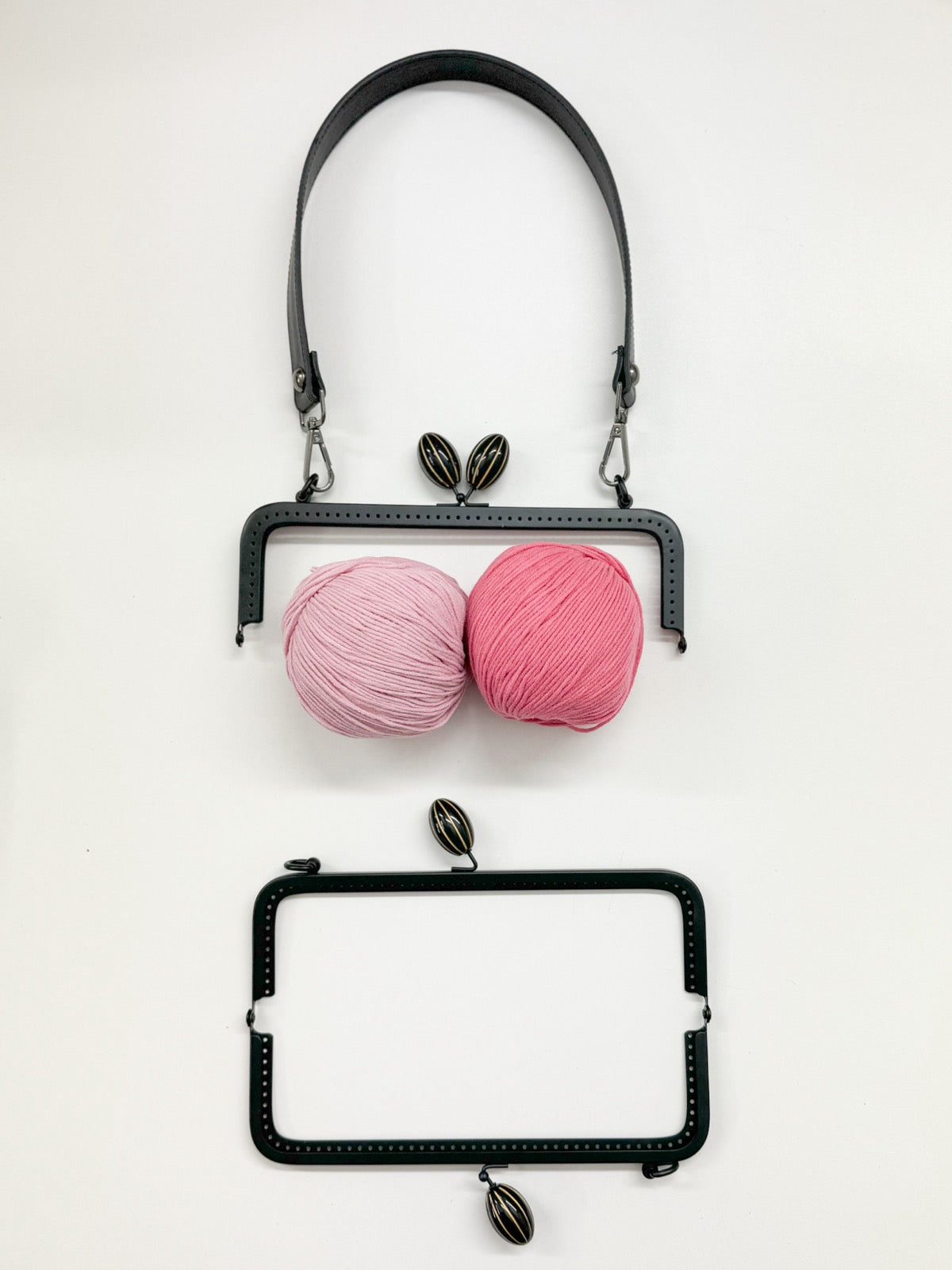 Black metal sewn-on handbag frame | 2 sizes