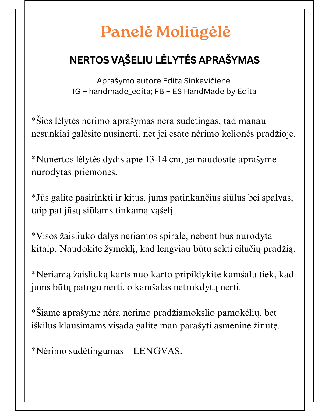 Lėlytė Moliūgėlė PDF Aprašymas
