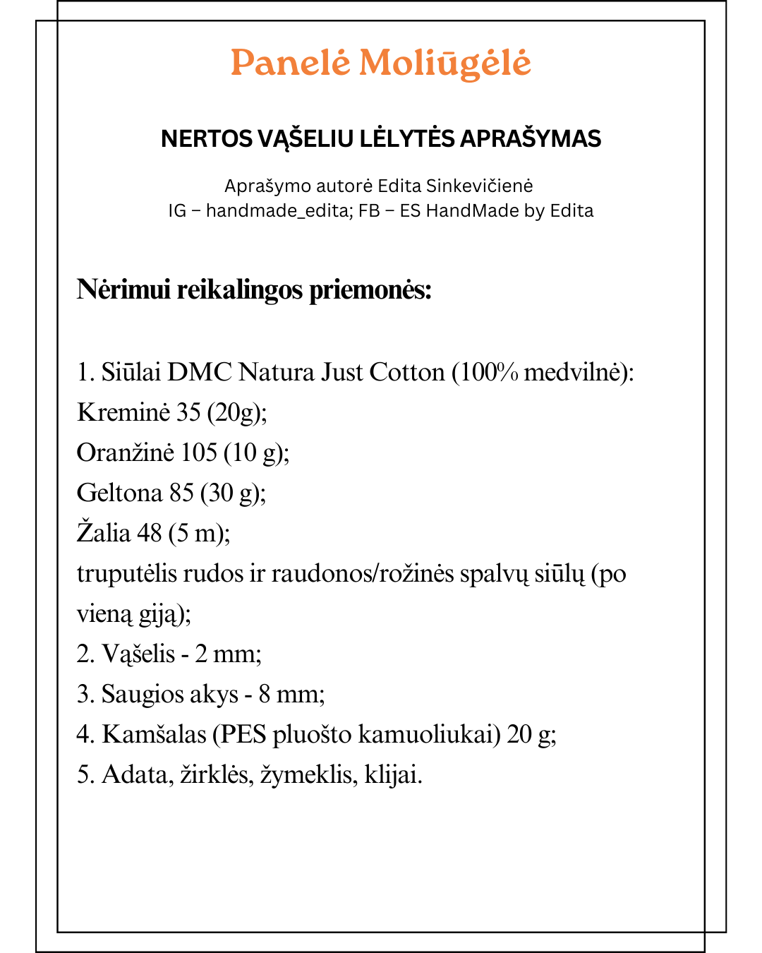 Lėlytė Moliūgėlė PDF Aprašymas