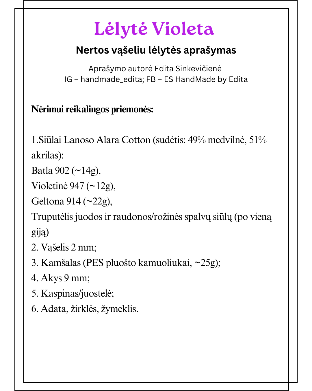 Lėlytė Violeta PDF Aprašymas