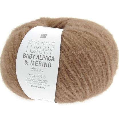 rico baby alpaka ir merino chunky siulai svelni ruda spalva, prabangus alpakos siulai mezgimui