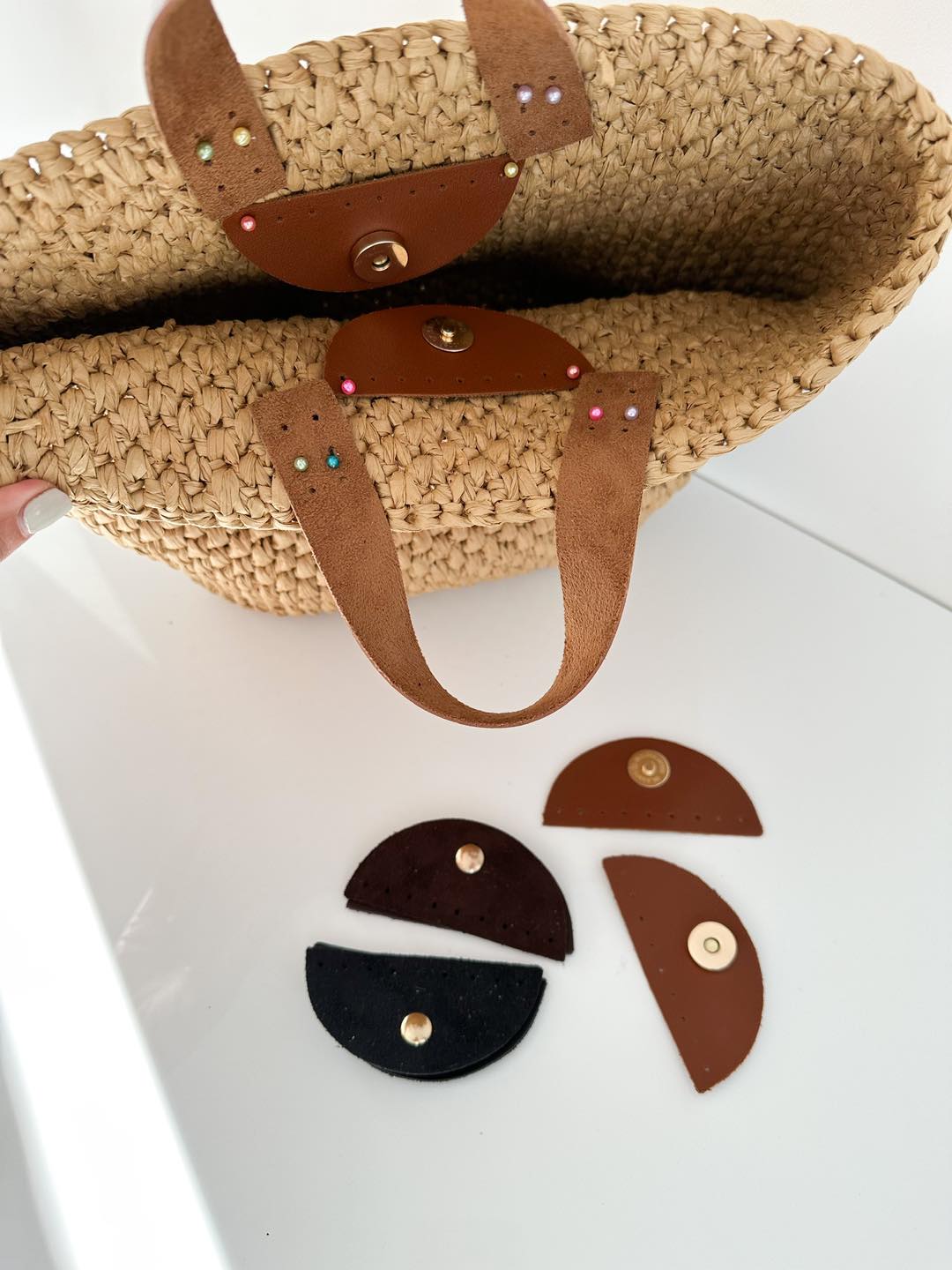 Prisiuvami eko odos užsegimai su magnetu